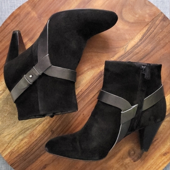 COLE HAAN Calico Zip Low Suede Boot NIKE Comfort Collab Black Size 8 - Picture 3 of 11